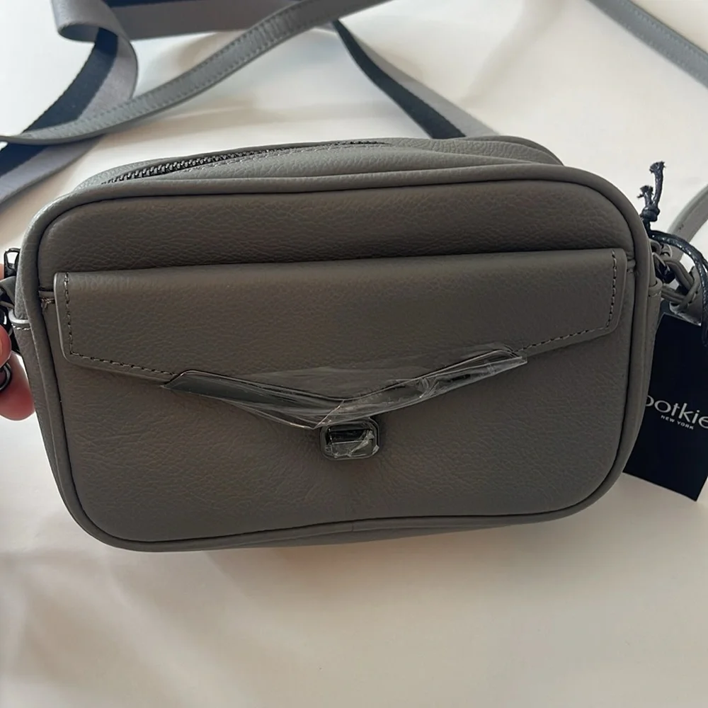 Botkier Valentina Mini Camera Crossbody Bag Leather Smoke Gray